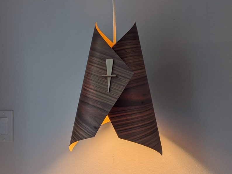 Wood Pendant Light Ceiling Light Fixture Wood Lamp Shade Modern Pendant Light Veneer Pendant Light The Diamond image 3