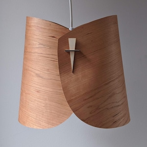 Wood Lamp Shade - Wood Pendant Lamp Shade Wood Hanging Lamp Shade Modern Veneer Wood Light Fixture- Petite Curves