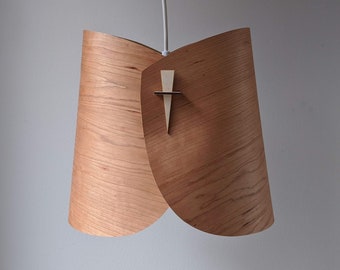 Wood Lamp Shade - Wood Pendant Lamp Shade Wood Hanging Lamp Shade Modern Veneer Wood Light Fixture- Petite Curves