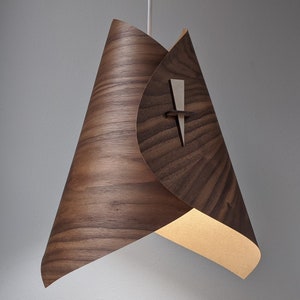 Wood Pendant Light Wood Light Fixture Wood Ceiling Light Fixture Wood Lamp Shade Modern Pendant Light in Veneer- Swoop