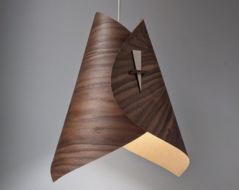 Wood Pendant Light Wood Light Fixture Wood Ceiling Light Fixture Wood Lamp Shade Modern Pendant Light in Veneer- Swoop