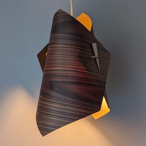 Wood Pendant Light Ceiling Light Fixture Wood Lamp Shade Modern Pendant Light Veneer Pendant Light The Diamond image 4