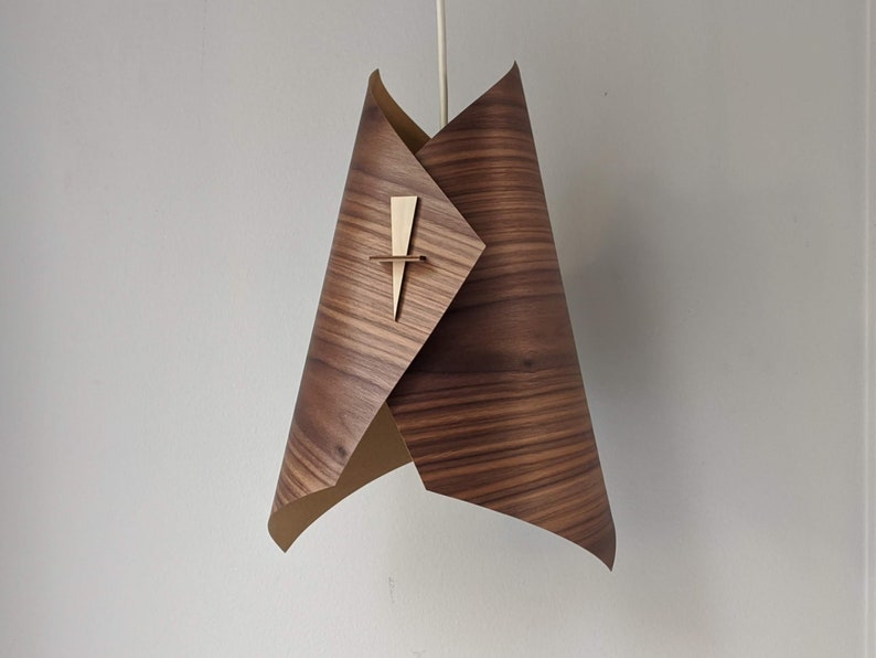 Wood Pendant Light Ceiling Light Fixture Wood Lamp Shade Modern Pendant Light Veneer Pendant Light The Diamond image 1