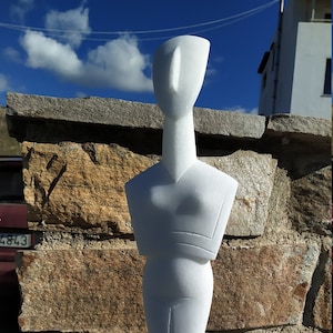 Cycladic Female Figurine, Ashmolean Master Idol, Unique Beauty Snow-White Marble, Hand Carved 46 cm, Museum Replica, Sculpture Art