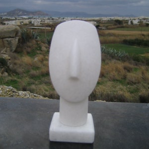Hand Carved Cycladic Marble Head: Spedos Type Sculpture (12cm)