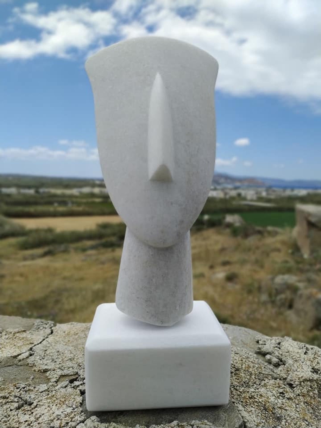 White Marble Cycladic Culture Art Head, Hand Carved, 41 Cm/16 In ...