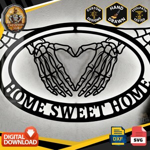 home-sweet-home-skelett-oval-skylt - Utformad för CNC-maskiner - Plasma, laser, vattenstråle - Dxf- och Svg-filer Verktygsvägstestad