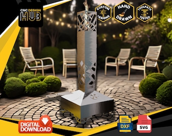 Moderne abstrakte Kunst Smudge Pot Baupläne - Öl & Diesel Brenner - Konzipiert für CNC-Maschinen - Laser, Wasserstrahl, Laser - DXF und SVG