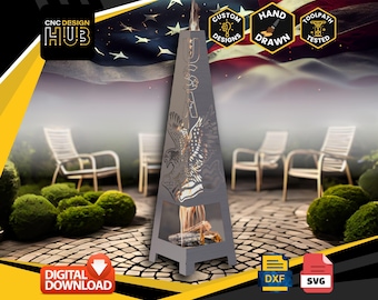 USA Eagle Log Burning Tower Build Plans - Log Burner Heater - Designed For CNC Machines - Plasma, Laser, Water Jet - DXF and Svg