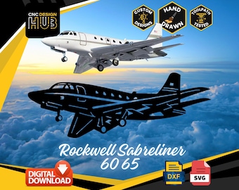 Rockwell Sabreliner 60 65  - Airplane - Designed For CNC Machines - Plasma, Laser, WaterJet - DXF & Svg files, Toolpath Tested