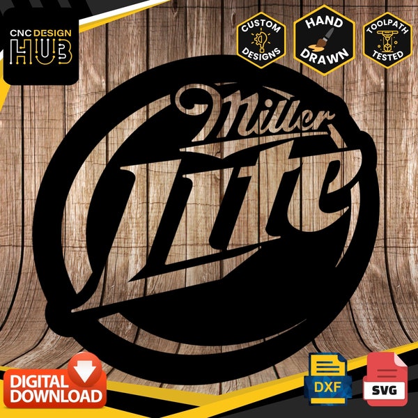 Miller Light Beer - Designed For CNC Machines - Plasma, Laser, Water Jet - DXF and SVG files Toolpath Tested