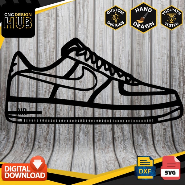 Air Force 1 Nike Sneakers Cut Out - Designed For CNC Machines - Plasma, Laser, Water Jet - DXF and SVG files Toolpath Tested