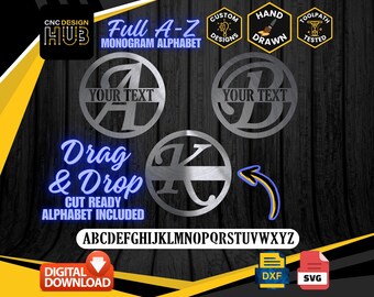 Customizable Letter Monograms Full A-Z - Designed For CNC Machines - Plasma, Laser, Water Jet - DXF and SVG files Toolpath Tested