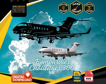 Bombardier Challenger 300 - Airplane - Designed For CNC Machines - Plasma, Laser, WaterJet - DXF & SVG files, Toolpath Tested