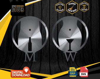 Male and Female Toilet Door Signs - Designed For CNC Machines, Plasma, Laser, Water Jet. DXF and SVG files Toolpath Tested