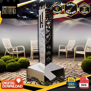 USA American Art Smudge Pot Baupläne - Öl & Diesel Brenner Heizung - Konzipiert für cnc Maschinen -Plasma, Laser, Wasserstrahl - DXF und SVG