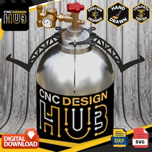 Ganci per appendere bombole di gas per saldatura - Progettati per macchine CNC, plasma, laser, getto d'acqua, router. File DXF e SVG Percorso utensile testato