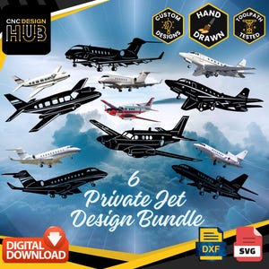 6 privata jetplanspaket - Flygplan - Designat för CNC-maskiner - Plasma, laser, vattenstråle - DXF- och Svg-filer, testad av verktygsväg
