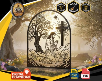 Gethsemane Prayer Cross - Designed For CNC Machines - Plasma, Laser, Water Jet - DXF and Svg files Toolpath Tested