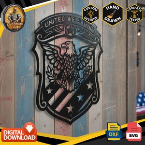 American Eagle-emblem - Utformad för CNC-maskiner - Plasma, laser, vattenstråle - DXF- och SVG-filer. Testad av verktygsvägen.