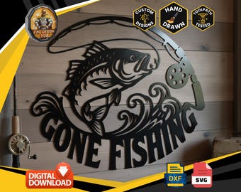 Gone Fishing - Designed For CNC Machines - Plasma, Laser, Water Jet - DXF and SVG files Toolpath Tested