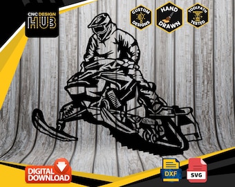 Snowmobile  - Silhouette Version - Designed For CNC Machines - Plasma, Laser, Water Jet - DXF and SVG files Toolpath Tested