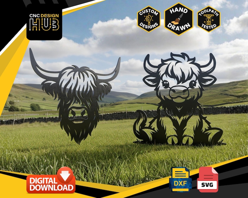 Highland Cow Designs - Designed for CNC Machines - Plasma, Laser, Water ...