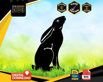 Garden Animal Stakes - Moon Gazing Hare Silhouette - Designed For CNC Machines - Plasma, Laser, Water Jet - DXF & SVG files Toolpath Tested