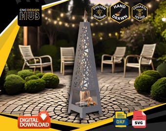 Abstract Shards Log Burning Tower Build Plans - Log Burner Heater - Designed For CNC Machines - Plasma, Laser, Water Jet - DXF and SVG