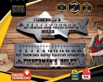 Fisherman's Ruler - Designed For CNC Machines - Plasma, Laser, Water Jet - DXF and SVG files Toolpath Tested