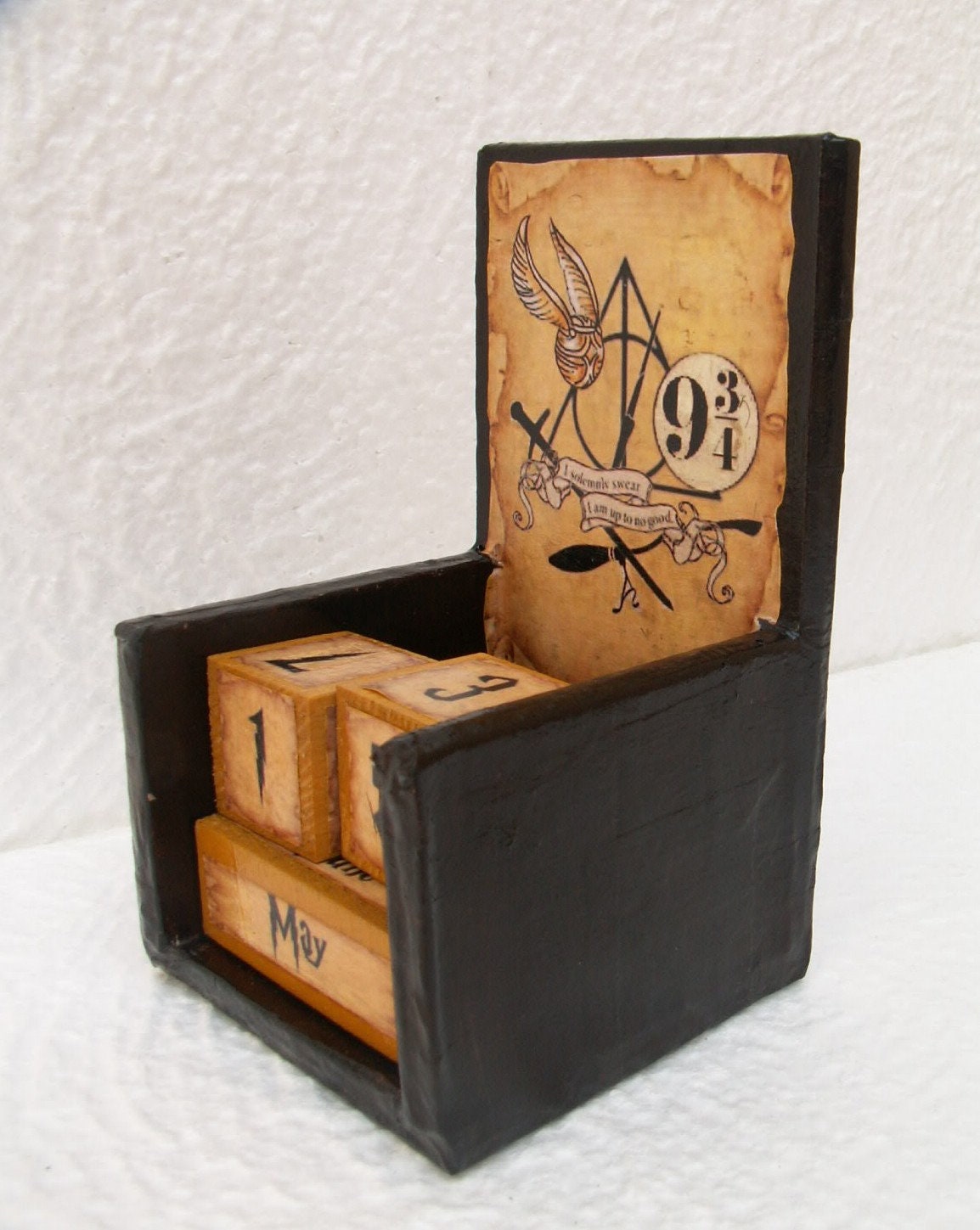 Magic Block Calendar Magic Symbols Block Wooden Perpetual Calendar-vintage, Magic School ...