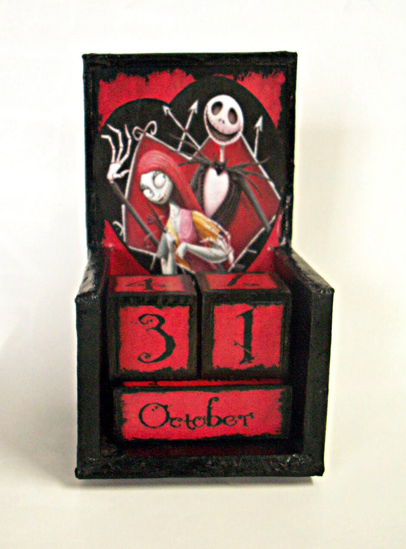 Jack Skellington and Sally wooden perpetual calendarvintage Etsy