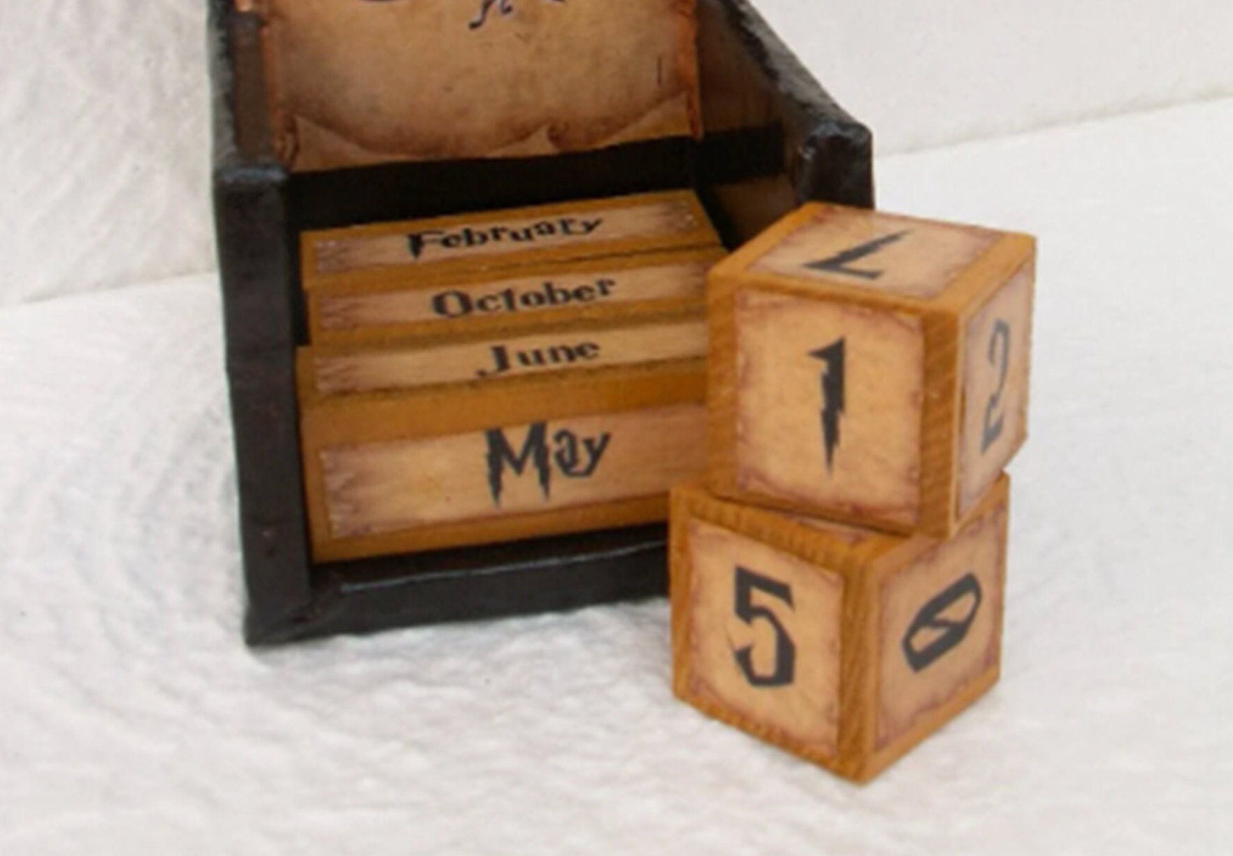 Magic Block Calendar Magic Symbols Block Wooden Perpetual Calendar-vintage, Magic School ...