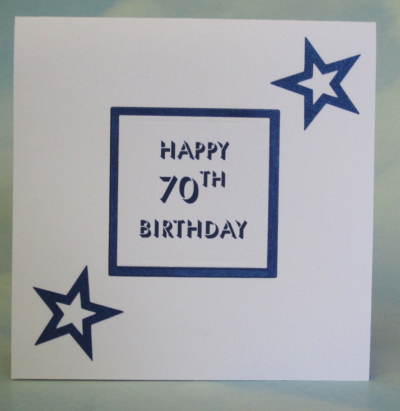 PopUp Card Blue Stars \u2013 70th Birthday Spiral Pop Up Card 70th Birthday Card Spiral Pop Up 3D
