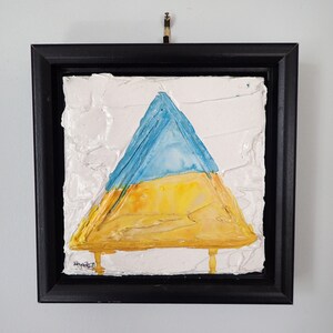 Triangle Desert; Original Texture Watercolor Painting; Framed Canvas