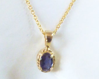 Iolite Necklace - Gold Plaited Sterling Silver Iolite Necklace - Iolite Jewellery - Natural Iolite Necklace - Gift For Her.