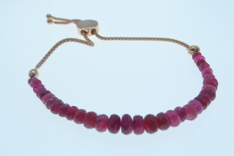 Red Spinel Rose Gold Slider Bracelet Spinel Jewellery.
