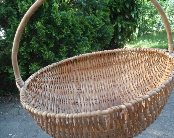 Large Antique Gathering Basket/ Round Basket/ Splint Basket/ Etsy