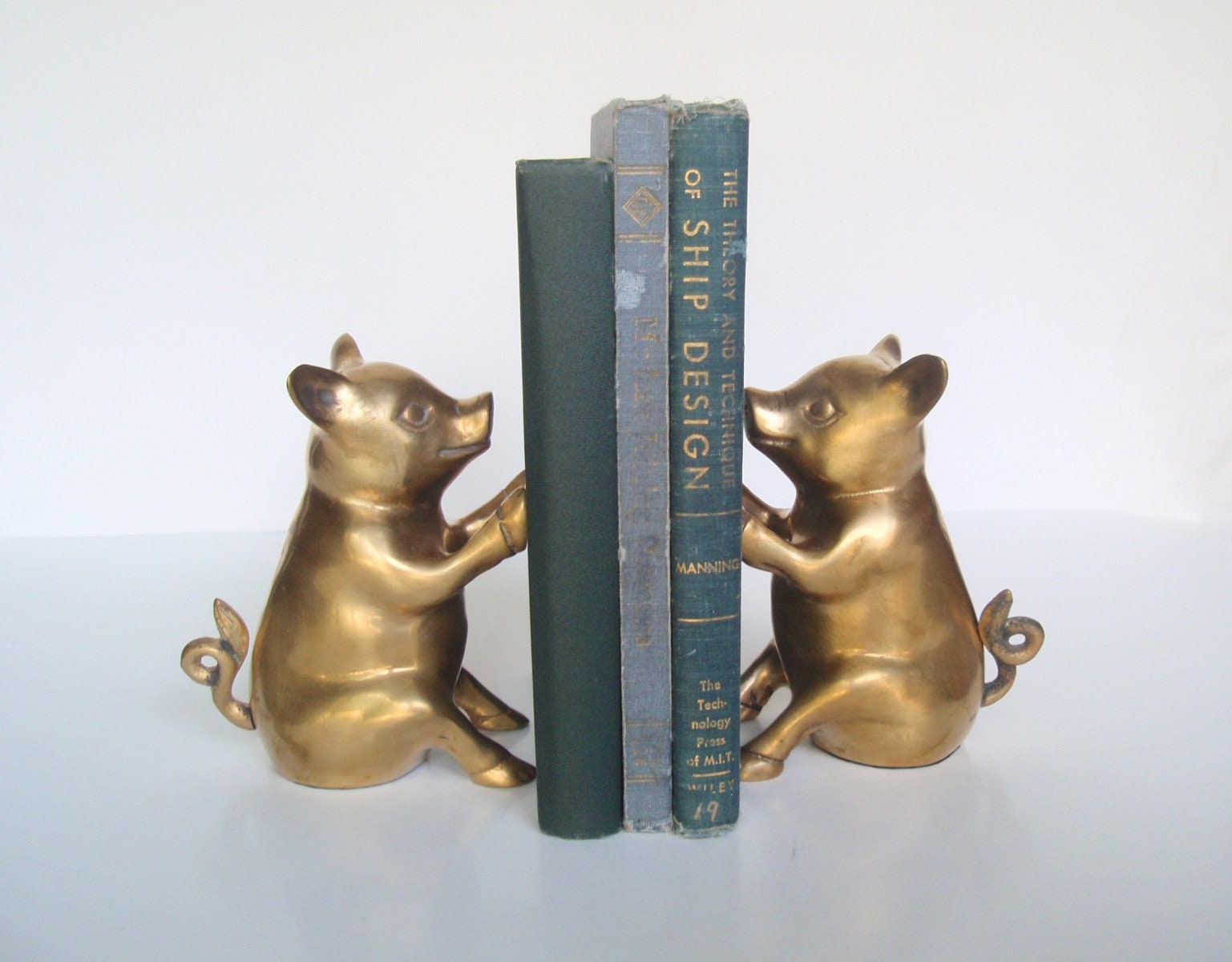 Super Cute Brass Pig Bookends. Pig Figurine Statue. Mid Etsy