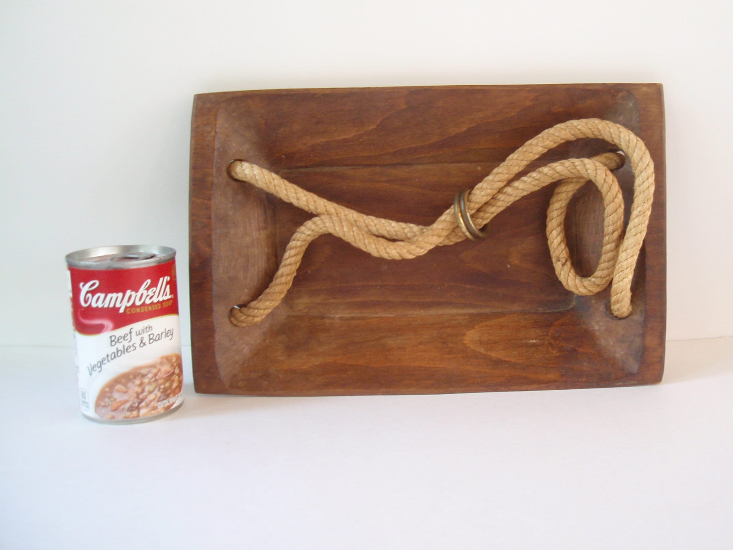 Unique Hand Carved Wood Tray w/ Rope Handles/ Bohemian Wooden | Etsy