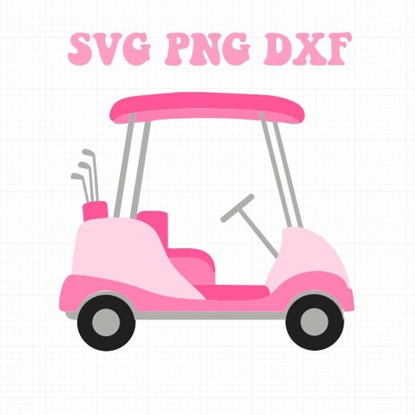 Golf Cart PNG SVG DXF | Pink Golf Cart Instant Digital Download