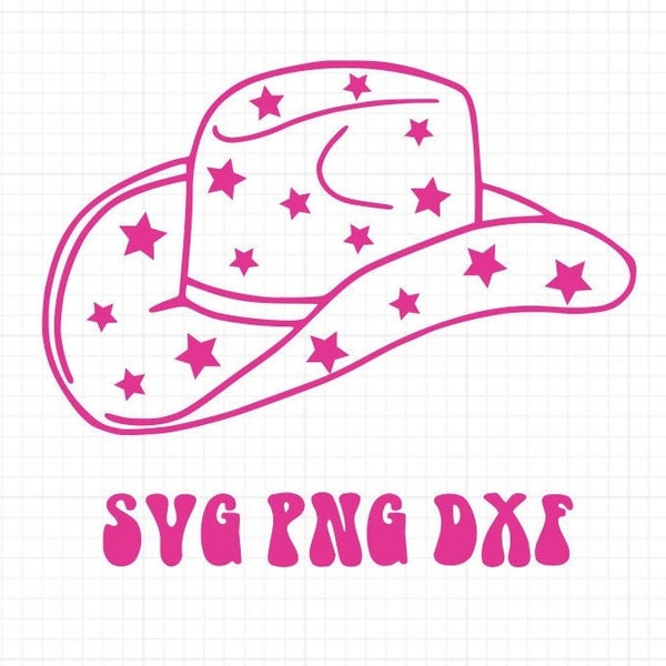 Star Print Cowboy Hat SVG DXF PNG Disco Space Cowgirl Bachelorette Design, Nashville Bachelorette