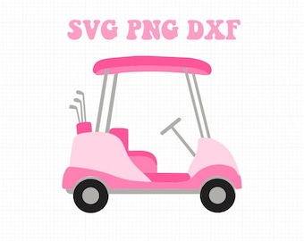 Golf Cart PNG SVG DXF | Pink Golf Cart Instant Digital Download