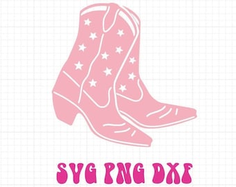 Star Cutout Cowboy Boot |SVG DXF PNG| Disco Cowgirl Space Cowgirl Bachelorette Design Nashville Bachelorette