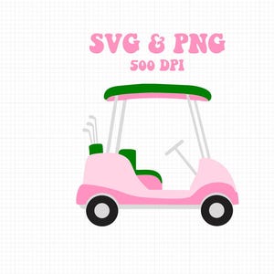 Golf Cart PNG & SVG | Pink Golf Cart Instant Digital Download | 500 DPI