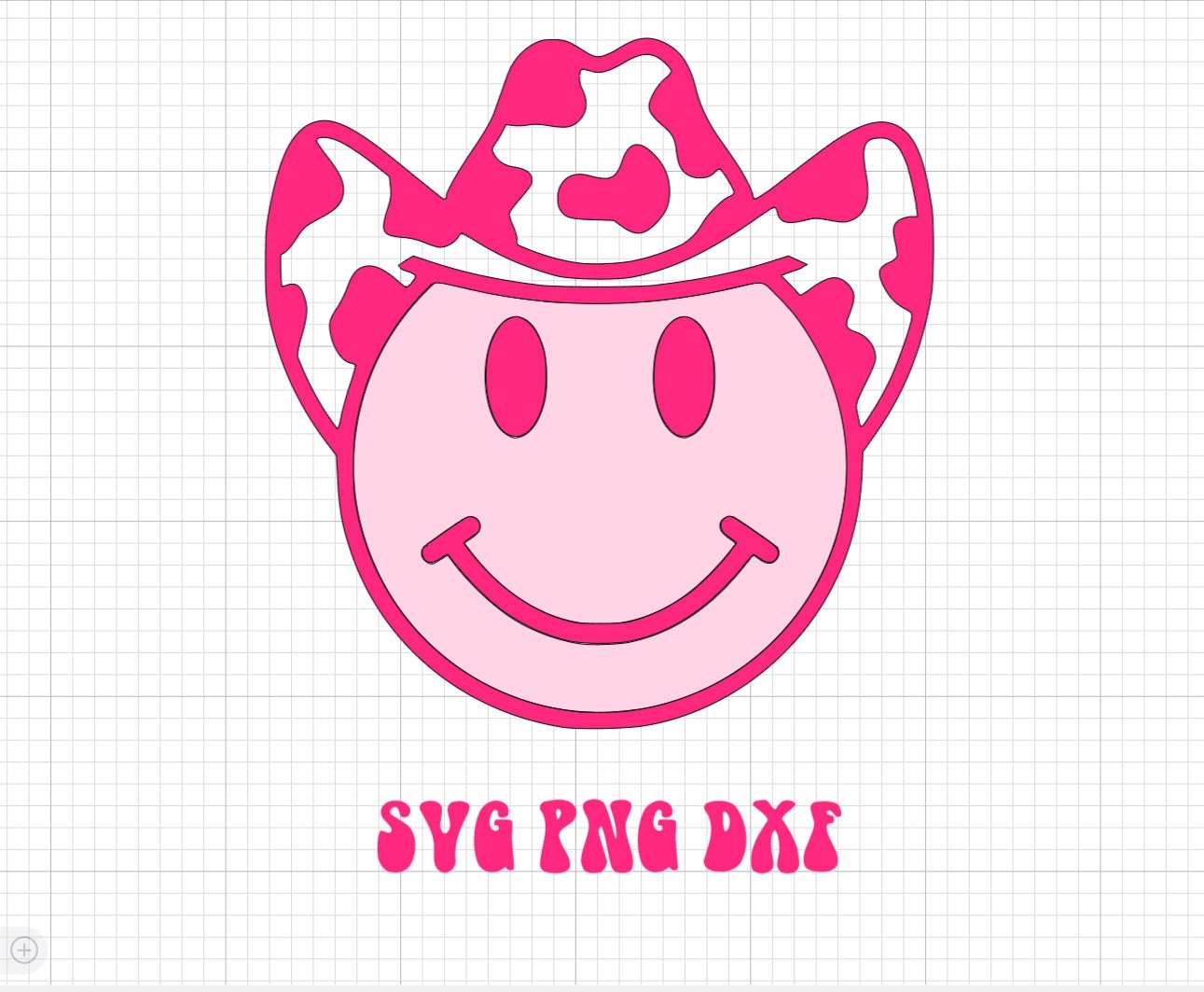 Cow Print Hat Smiley Face SVG PNG DXF Disco Cowboy Smiley Cow Print Cowboy  Hat