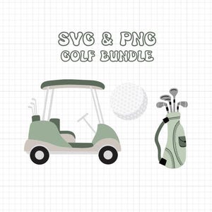 Golf SVG & PNG Image Bundle | Golf Cart, Golf Bag and Golf Ball Images | Instant Digital Download | 500 DPI