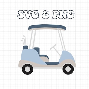 Golf Cart PNG SVG | Blue Golf Cart Instant Digital Download