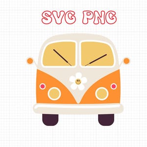 Pliki graficzne Groovy Bus SVG i PNG | Cięcie, sublimacja DTF itp. | Natychmiastowe pobieranie cyfrowe