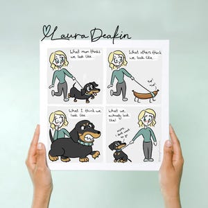 Realidad - Impresión de cómics del Príncipe Salchicha - Diseño de tira cómica de perro salchicha - Amantes de los perros - Póster de bellas artes